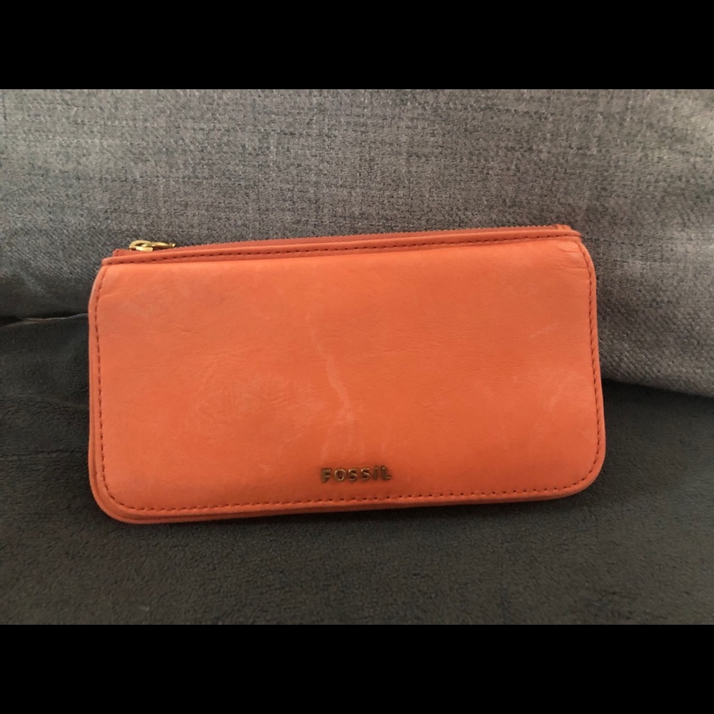 Fossil Orange Leather Wallet